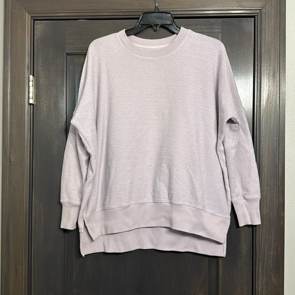 aerie Lavender Waffle-Knit Pullover Sweatshirt